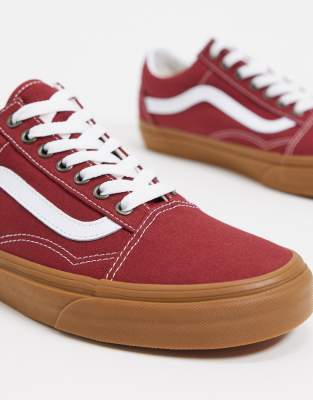 vans old skool red gum sole