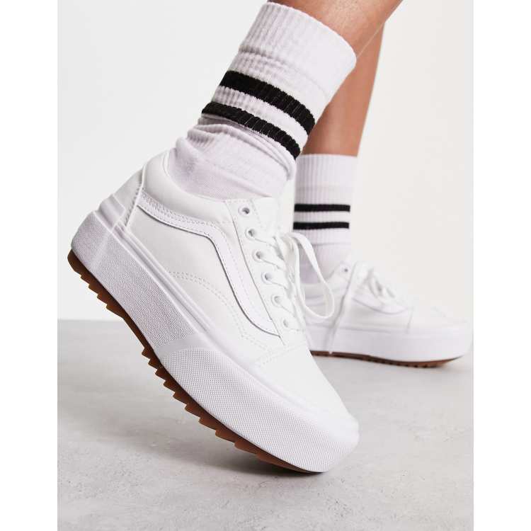 Vans Old Skool Sneakers bianche con suola in gomma rialzata ASOS