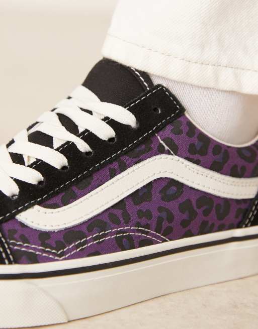 Vans Old Skool sneakers in black and purple leopard print, 4 of 5