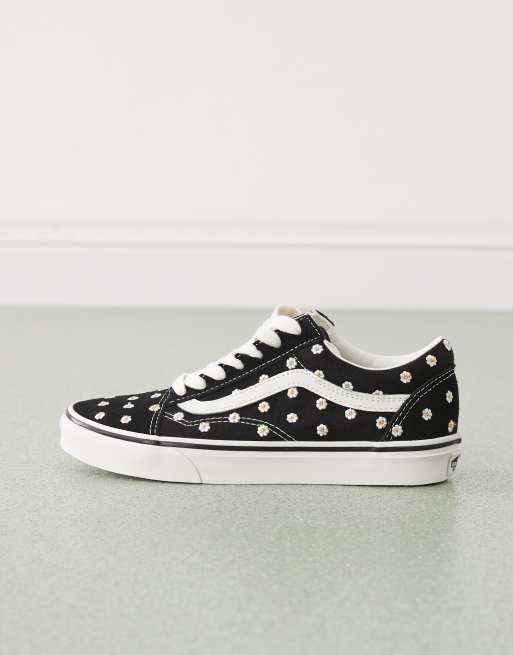 Vans Old Skool sneakers in black with floral embroidery detailing, 2 of 4