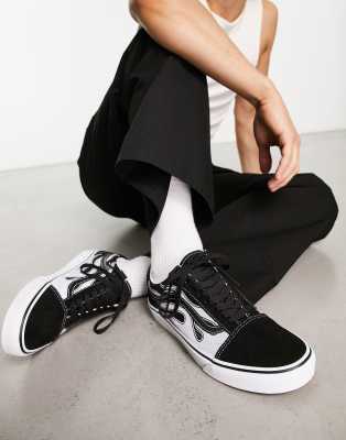 Alabama Edele Verbazingwekkend Vans Old Skool sneakers in black with reflective flame print | ASOS