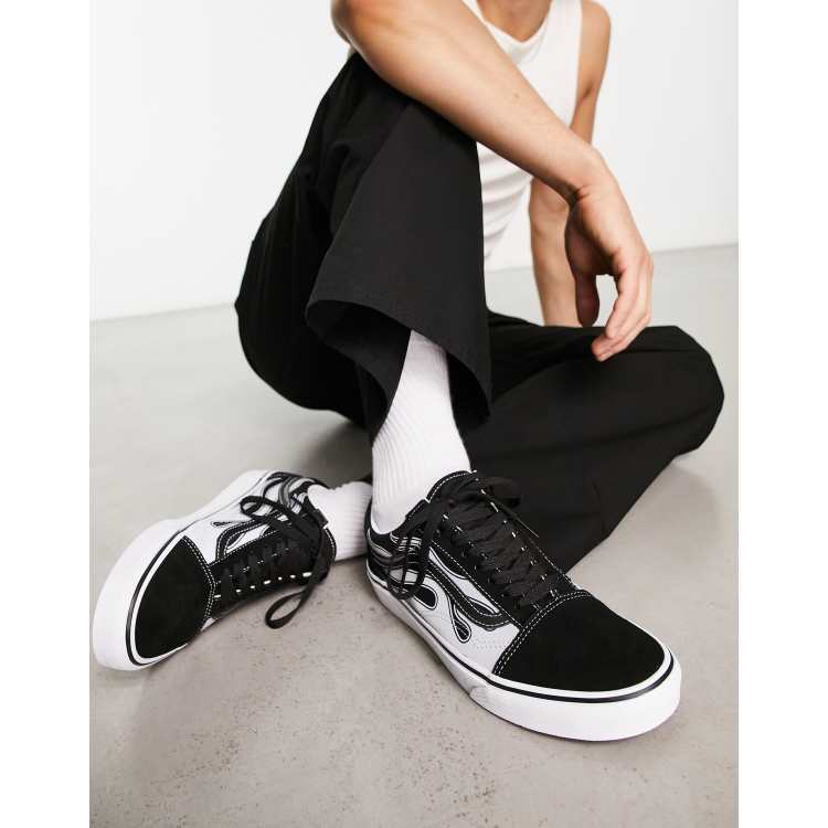 Vans Old Skool sneakers in black with reflective flame print