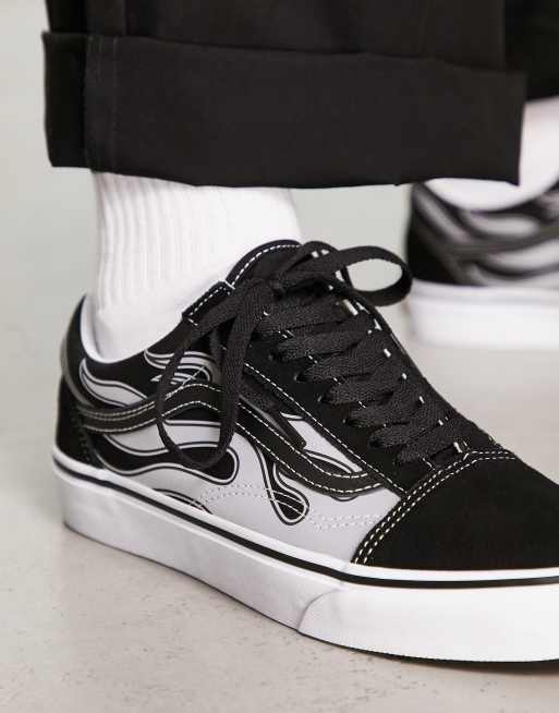 Black vans with sales flames