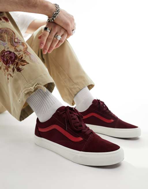 Burgundy vans on foot hotsell