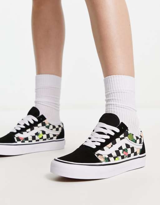 Vans Old Skool Fruit Checker Black & White Skate Shoes