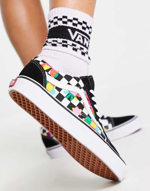 Colored checkered on sale vans old skool