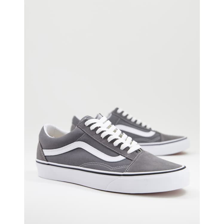 Gray and white store striped vans