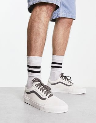 Vans Old Skool trainers in off white with grey side stripe  - ASOS Price Checker