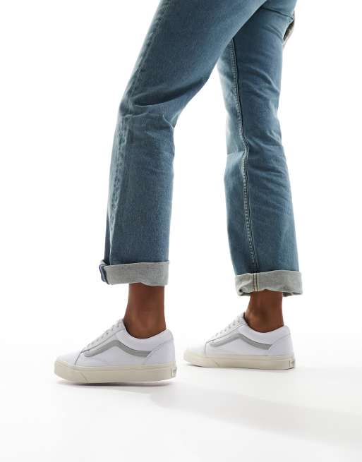 Grey and white clearance striped old skool vans