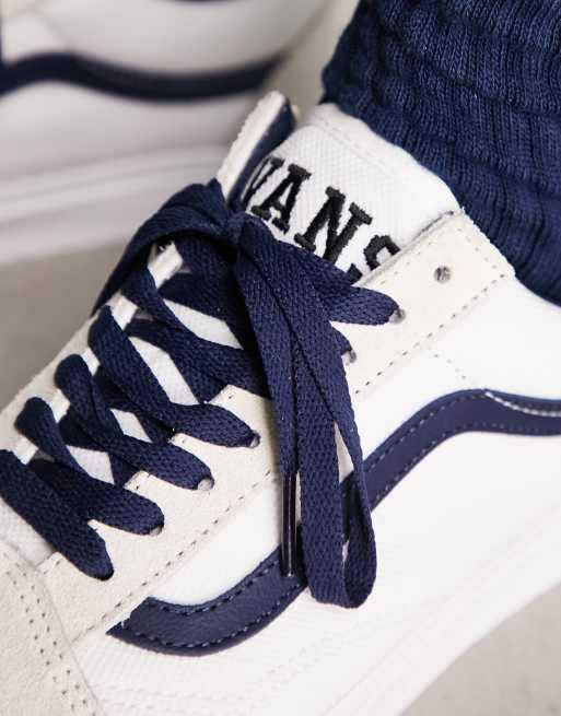 Vans Old Skool sneakers in white with navy side stripe ASOS