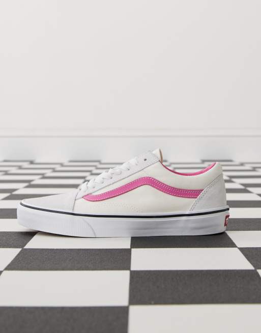 Vans Old Skool sneakers in white with pink detail | ASOS