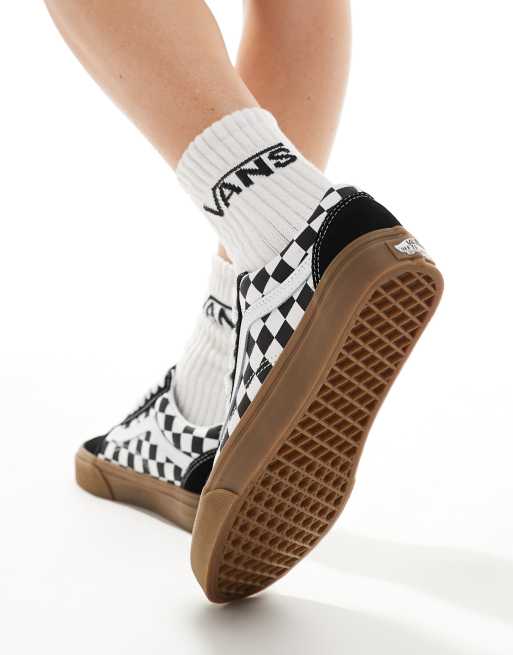 Vans Old Skool - Sneakers med store snørebånd, gummisål i sort og hvidt skakternet mønster, 5 af 5