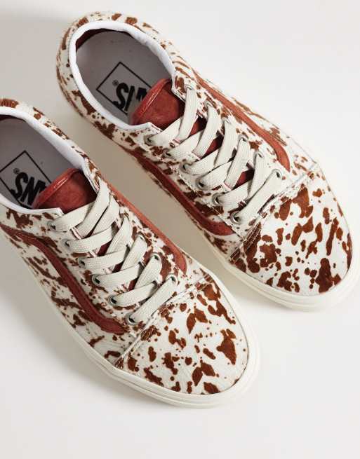 Vans Old Skool - Sneakers met ponyhaar in bruin, 2 van 5