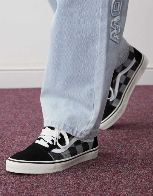 Vans Old Skool - Sneakers met zwart-wit dambordmotief in zwart, 4 van 5