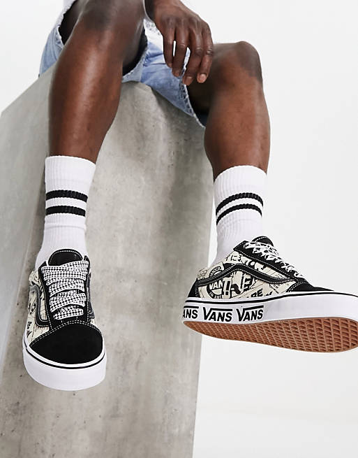 Vans - Old Skool - Sneakers nere e bianche stile college 