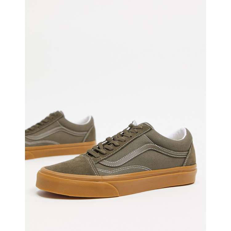 Vans old skool 2025 olive green gum sole