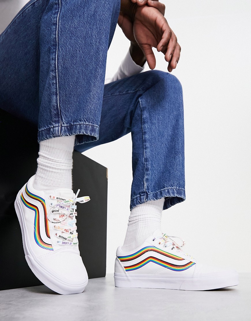 Vans Old Skool sneakers with Pride rainbow in white