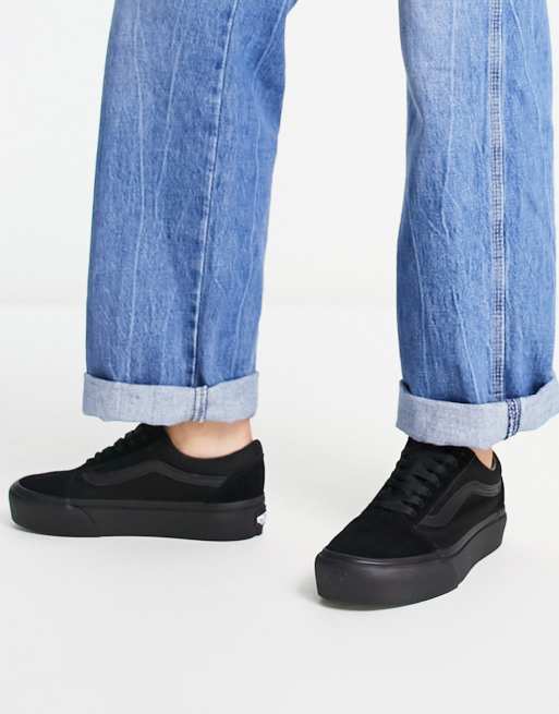 Vans Old Skool - Sorte flatform-sneakers 