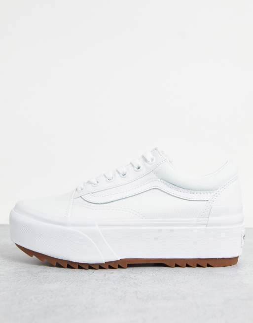 Vans old best sale skool white canvas