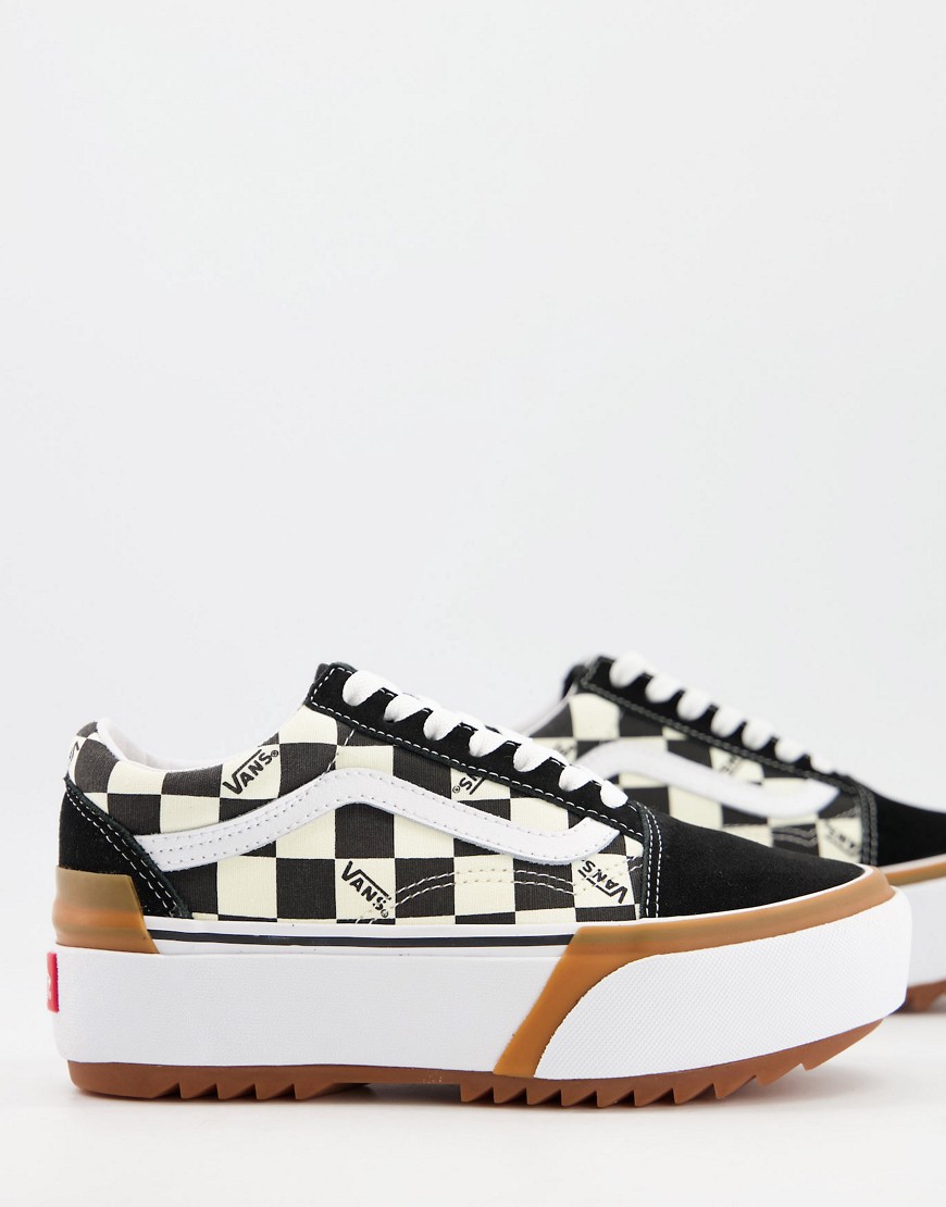 Vans Old Skool Stacked checkerboard sneakers in black/white