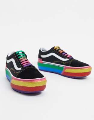 vans old skool stacked glitter sneaker