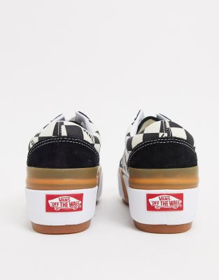 vans old skool stacked trainer in checkerboard