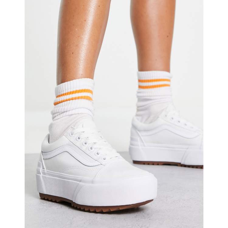 Vans Old Skool Stacked sneakers in triple white ASOS
