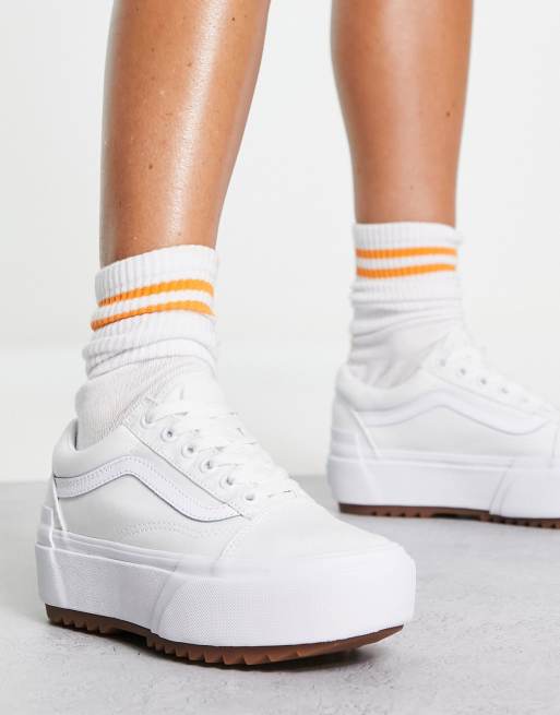 Vans Old Skool Stacked sneakers in triple white | ASOS