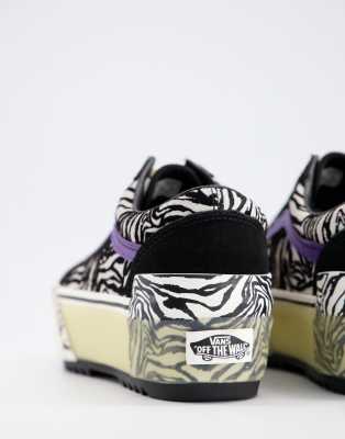 vans old skool platform zebra