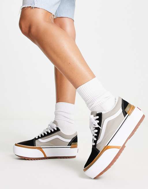 renderen Schoolonderwijs Bestaan Vans Old Skool - Stacked - Sneakers met dikke zool in zwart met grijs | ASOS