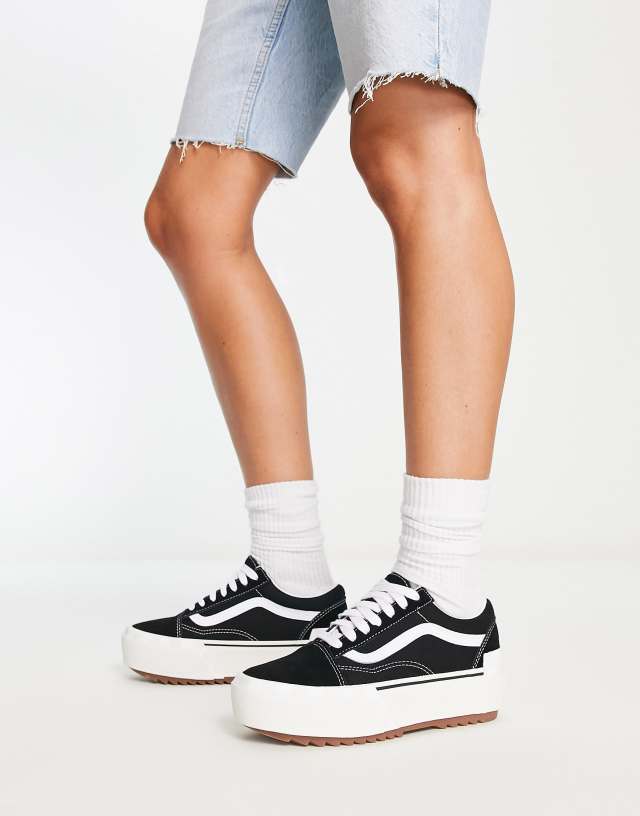 Vans Old Skool Stacked sneakers with waffle tread in black/white