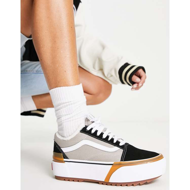 Vans Old Skool Stacked trainers in black and grey | ASOS