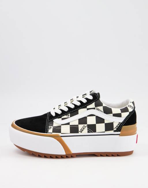 Vans Old Skool Stacked trainers in black and white | ASOS