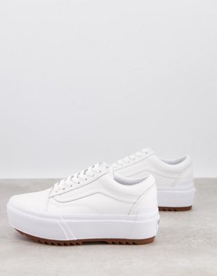 Vans Old Skool Stacked trainers in triple white leather