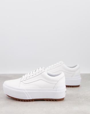 Vans Old Skool Stacked trainers in triple white leather