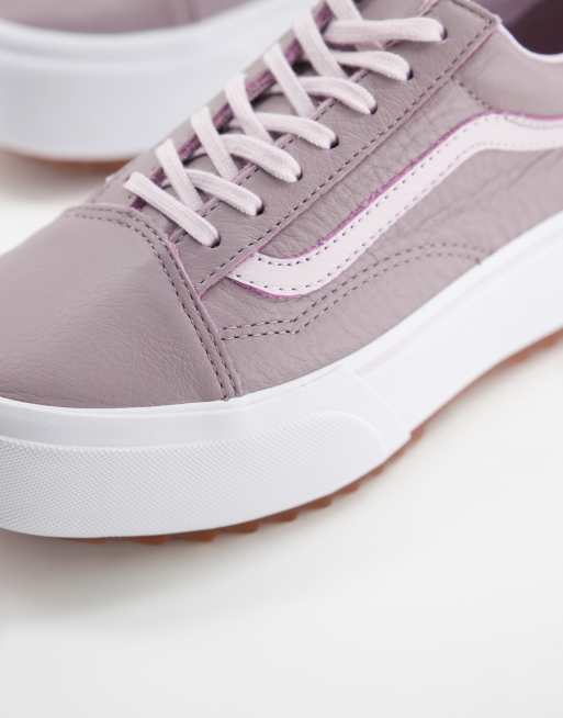 Purple leather hot sale vans