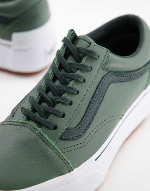 Green on sale leather vans