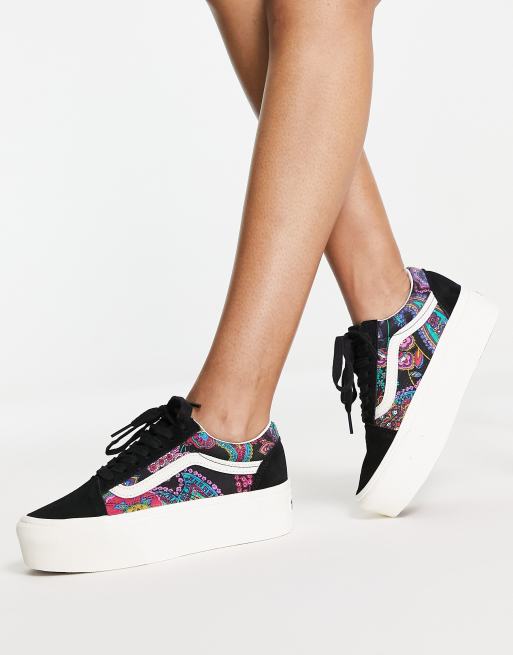 Vans Old Skool Stackform Baskets plateforme avec motif cachemire Multicolore
