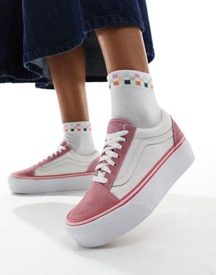 Vans Old Skool Stackform trainers in pink and white
