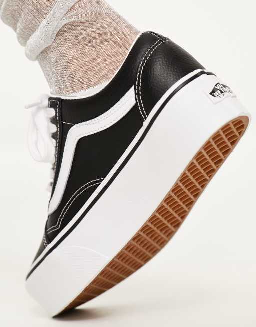 Black and white shop leather vans old skool