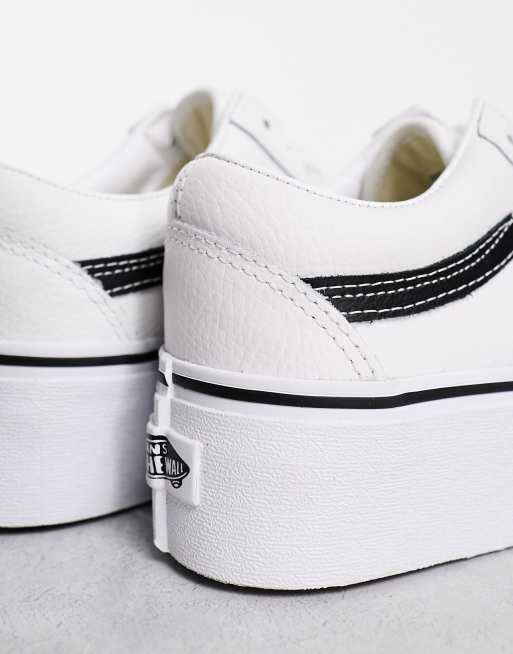 Leather cheap vans platform