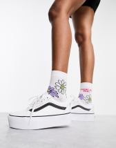 Vans Classic Sneakers bianche rialzate con plateau senza lacci