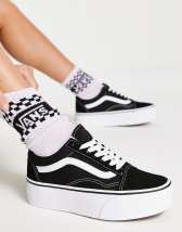 Vans Old Skool Stackform Platform sneakers in white leather with