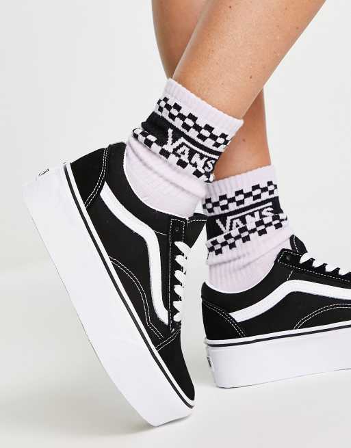 Vans Old Skool Stackform trainers in black and white , 2 of 4