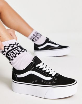 Vans old skool stackform sneakers in black/white - ASOS Price Checker