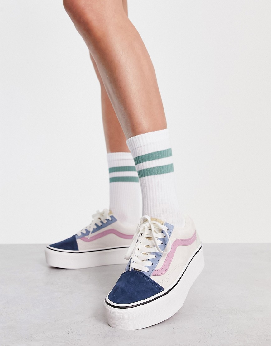 Vans Old Skool Stackform trainers in colour block and sherpa lining-Multi