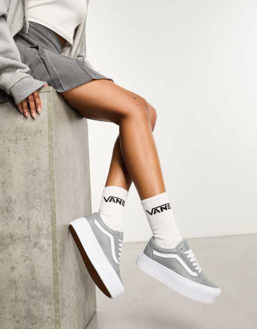 Vans old skool platforms white off store the wall