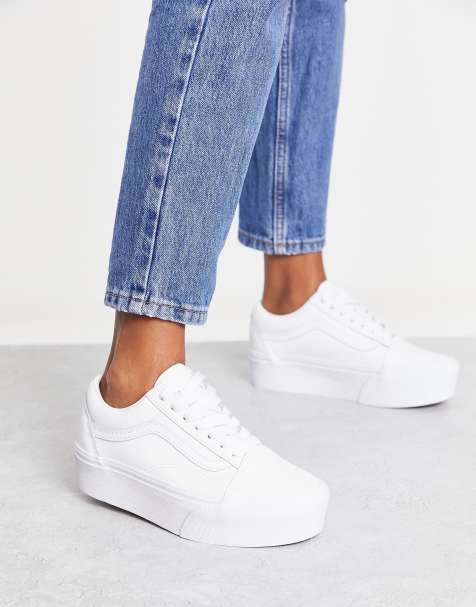 All white old skool vans womens sale