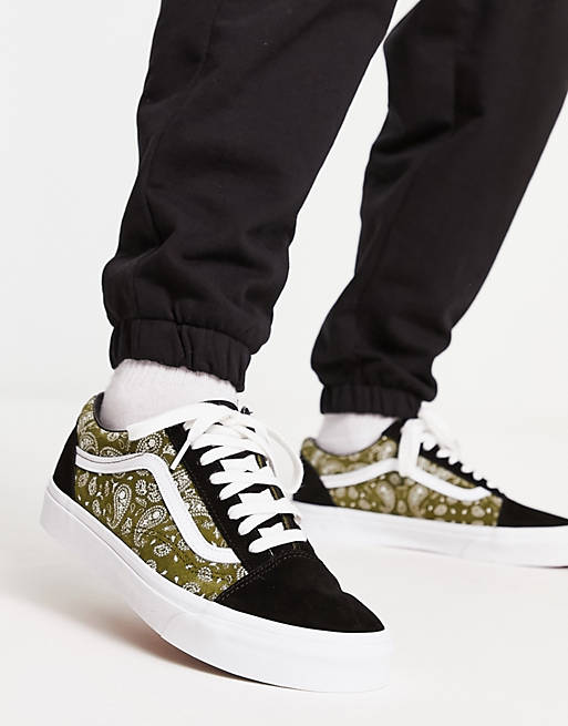 Excursion Induce partition Vans Old Skool suede paisley printed sneakers in olive and black | ASOS