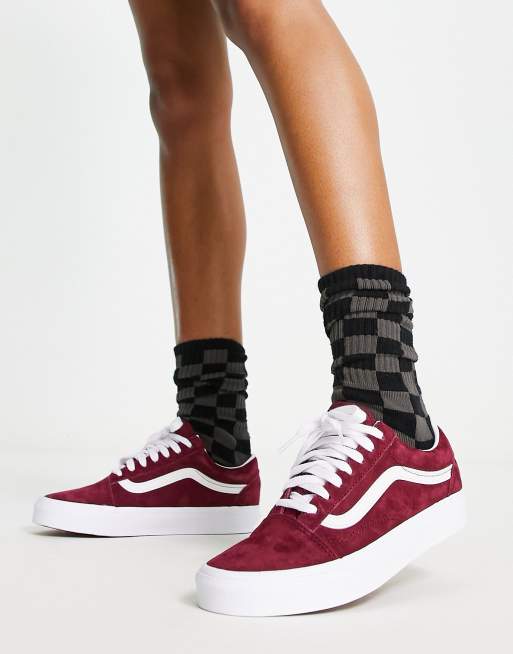 Burgundy vans outlet with burgundy laces